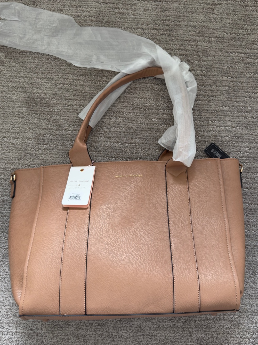 Poppy & Peonies Leather Tote in Light Brown